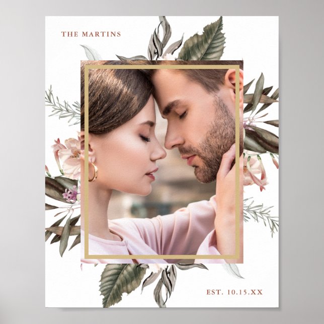 Simple Botanical One Photo Poster (Front)