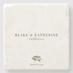 Simple Botanical Personalised Stone Coaster