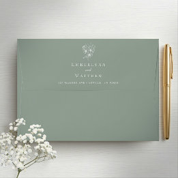 Simple Botanical Return Address Sage Green Wedding Envelope