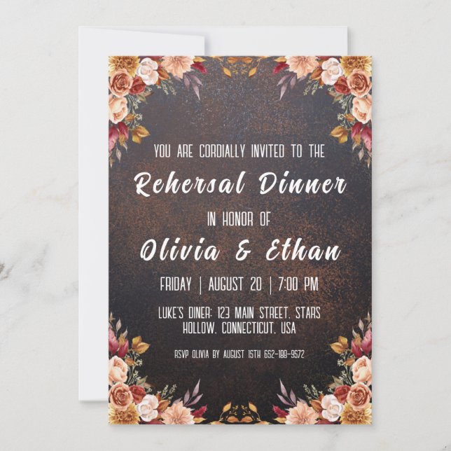 simple botanical rustic rehearsal dinner invitation (Front)