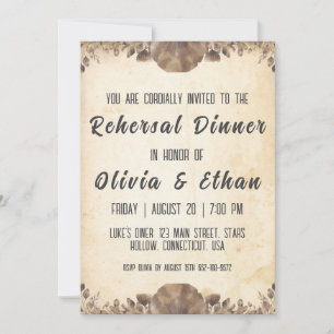 simple botanical rustic rehearsal dinner invitation
