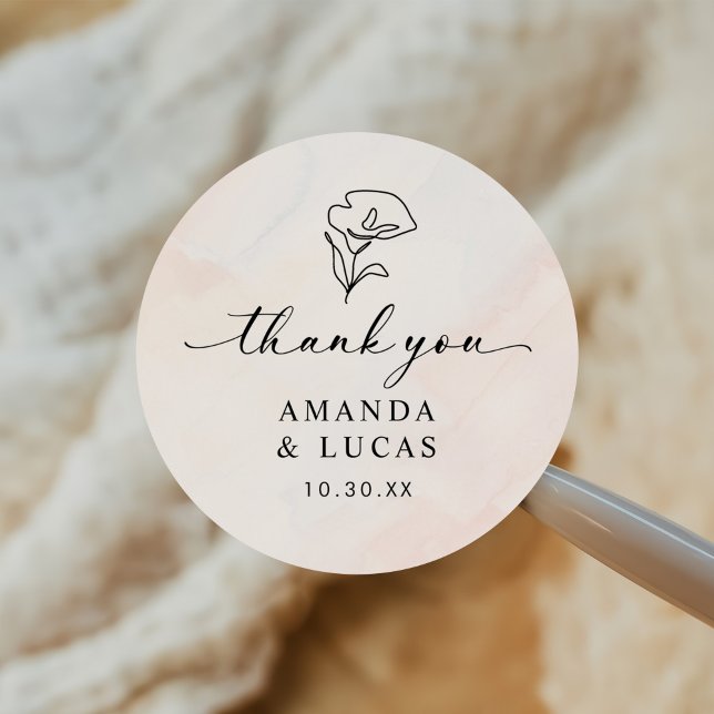Simple Botanical Rustic Wedding Classic Round Sticker (Creator Uploaded)