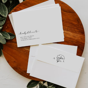 Simple Botanical Rustic Wedding Envelope