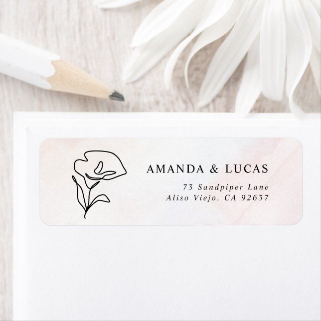 Simple Botanical Rustic Wedding Return Address (Insitu)