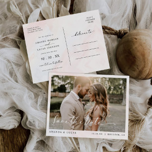 Simple Botanical Rustic Wedding Save The Date Invitation Postcard