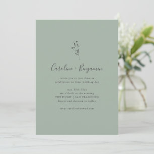 Simple Botanical Script Sage Green Boho Wedding Invitation