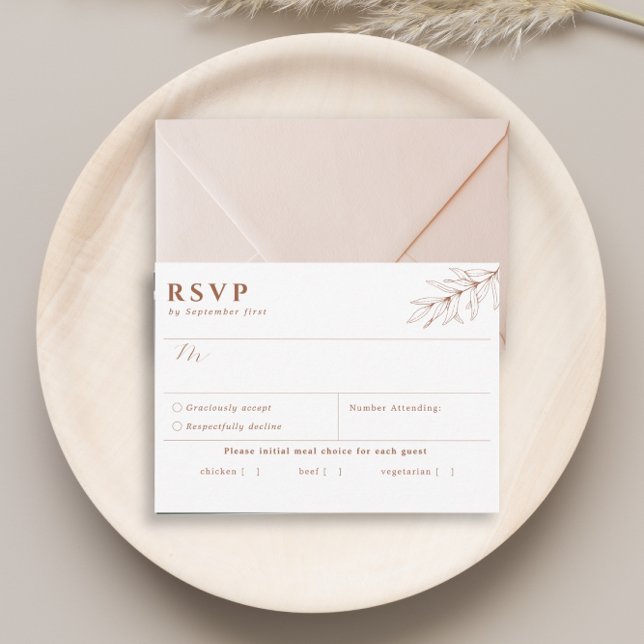Simple Botanical Terracotta Meal Choice RSVP Card (Creator Uploaded)