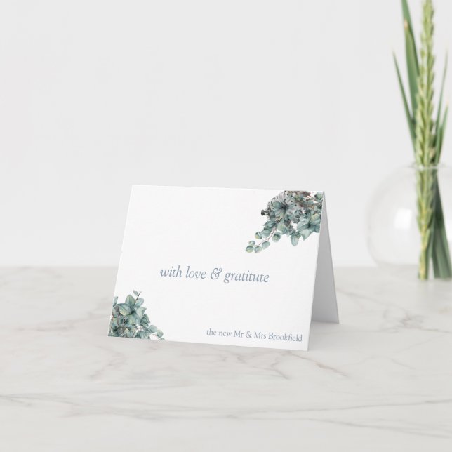 Simple Botanical Wedding Thank You New Mr Mrs (Front)
