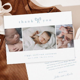Simple Bow Boy Photo Collage Baby Announcement