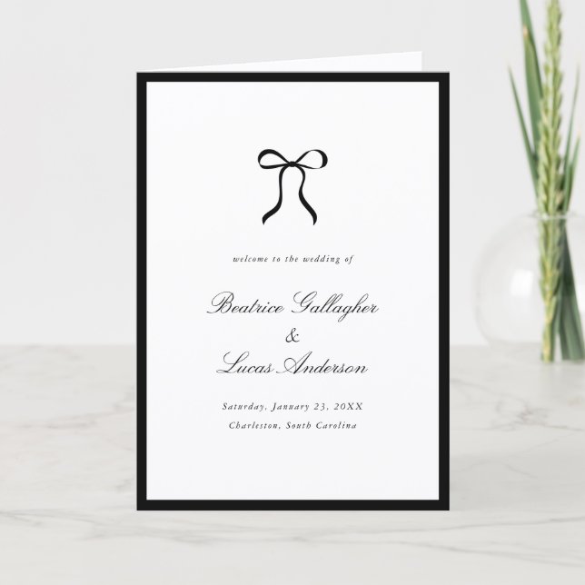 Simple Bow Classic Wedding Programme (Front)