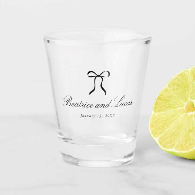 Simple Bow Classic Wedding Shot Glass (Front)
