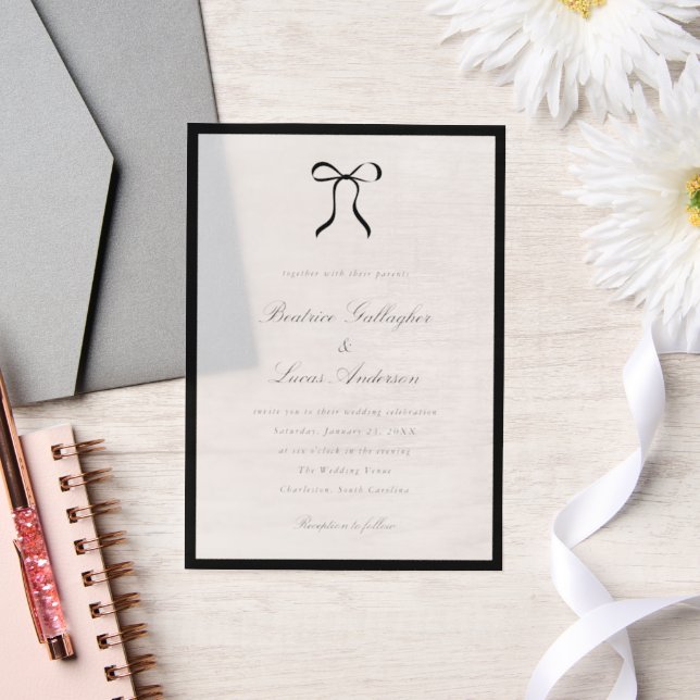 Simple Bow Classic Wedding Vellum Invitations (Wedding)
