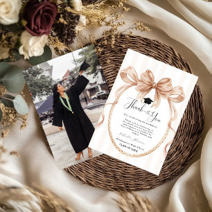 Simple bow  graduation thank you message card