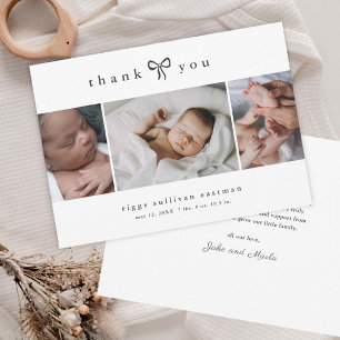 Simple Bow Photo Collage Baby Announcement