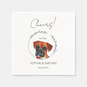 Simple Boxer Dog Wedding Cocktail  Napkin