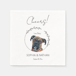 Simple Boxer Dog Wedding Cocktail Napkin