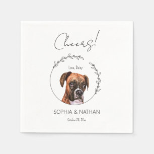 Simple Boxer Dog Wedding Cocktail Napkin