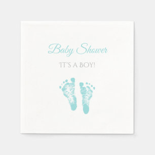 Simple Boy Baby Shower Precious Blue Footprints Napkin
