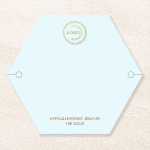 Simple Bracelet Display with Logo on Light Blue Paper Coaster