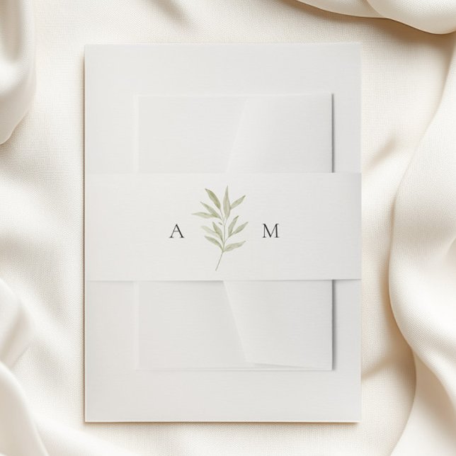 Simple Branch Monogram Wedding  Invitation Belly Band (Creator Uploaded)