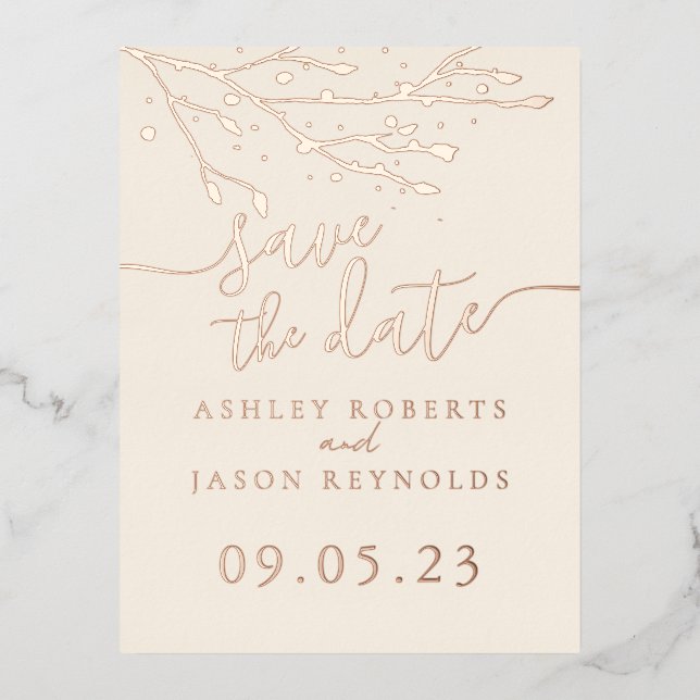 Simple Branch Save The Date Card (Front)