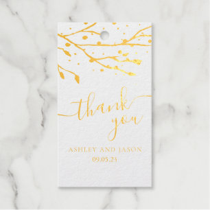 Simple Branch Thank You Foil Gift Tag