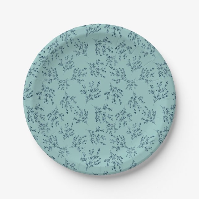 Simple Branches Fall Colour Palette | Aqua Wind Paper Plate (Front)