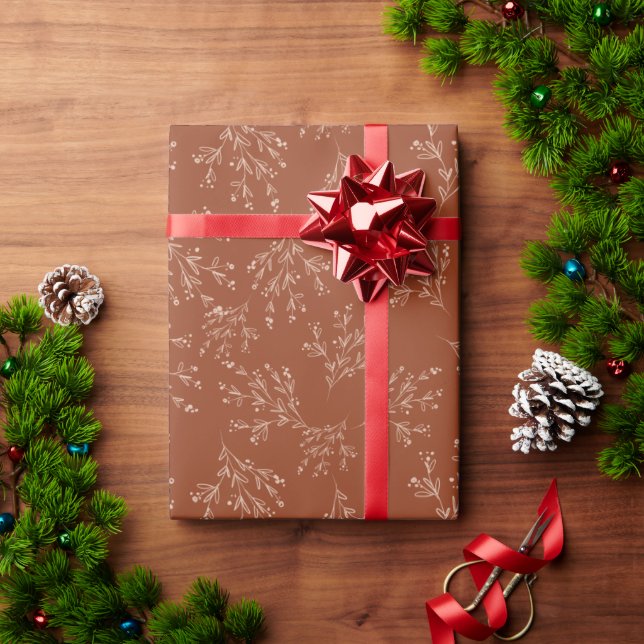 Simple Branches Fall Colour Palette | Burnt Sienna Wrapping Paper (Holiday Gift)