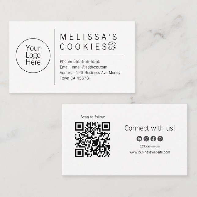 Simple Brand Ready Bakery QR Code Business Card (Front/Back)