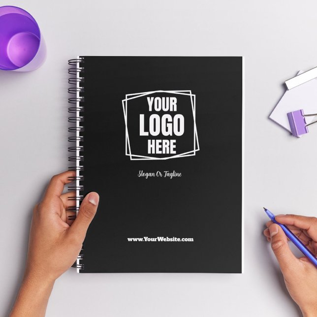 Simple Branded Business Logo Promotional Black  Notebook (Creator Uploaded)