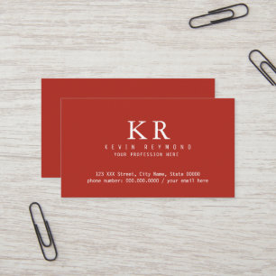 Simple brick-red business card