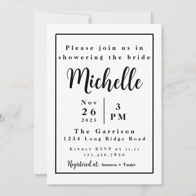 Simple bridal shower invitation | Minimalist  (Front)