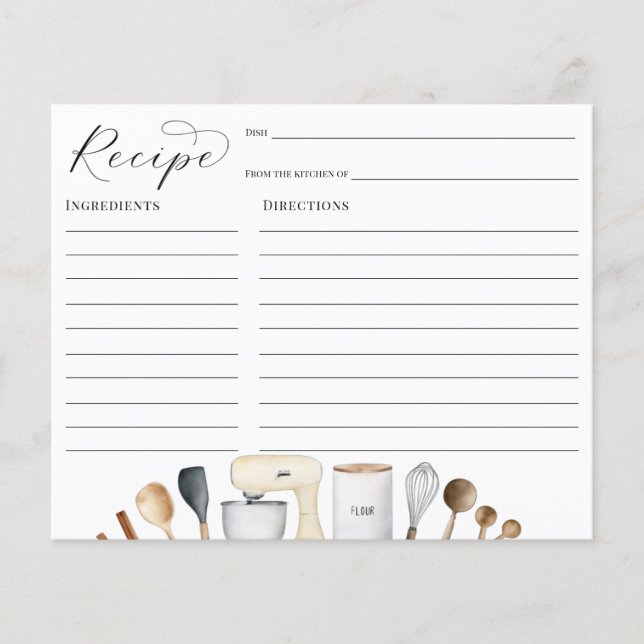 Simple Bridal Shower Recipe card (Front)