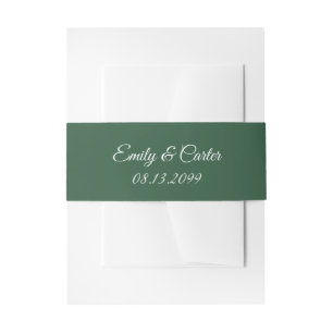 Simple Bride and Groom Names and Date Invitation Belly Band