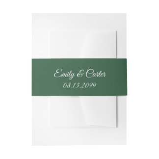 Simple Bride and Groom Names and Date Invitation Belly Band
