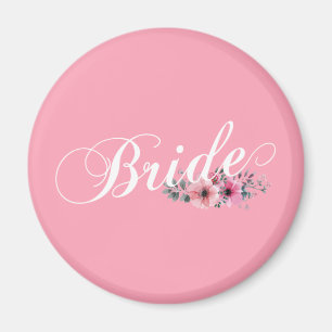 Simple Bride Floral Calligraphy   Magnet