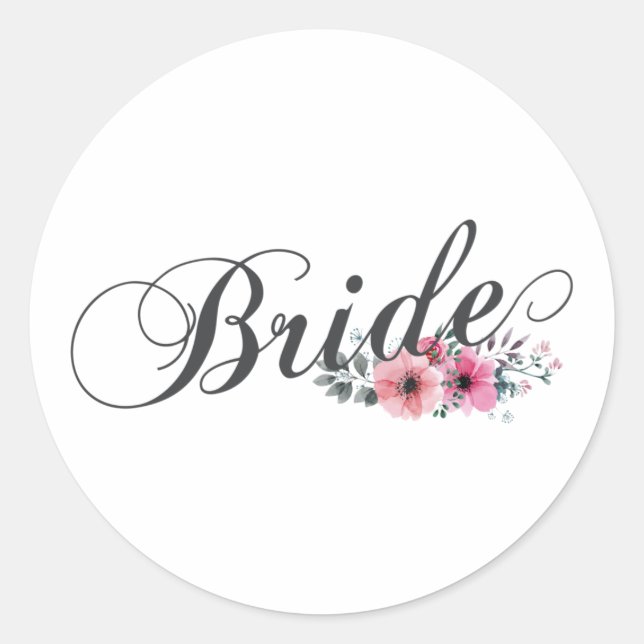 Simple Bride Floral Calligraphy | Sticker (Front)