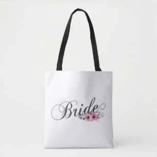 Simple Bride Floral Calligraphy   Tote Bag