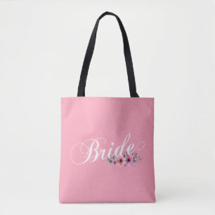 Simple Bride Floral Calligraphy   Tote Bag