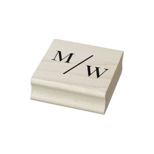 Simple Bride Groom Wedding 2 Initial Monogram D Rubber Stamp