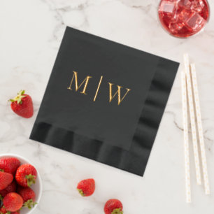 Simple Bride Groom Wedding 2 Initial Monogram VS Foil Napkins
