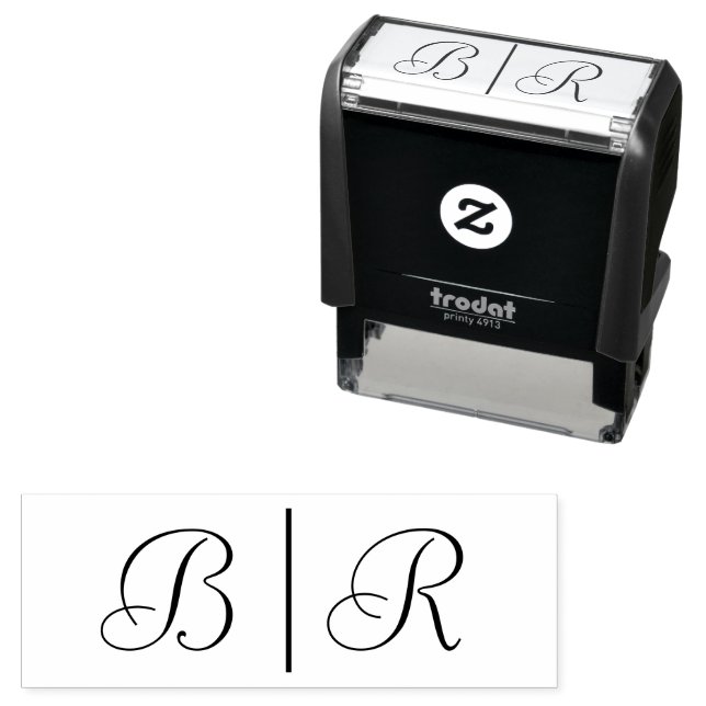Simple Bride Groom Wedding 2 Initial Monogram VSLi Self-inking Stamp (In Situ)
