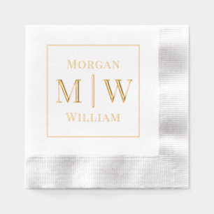 Simple Bride Groom Wedding 2 Initial Names VSF Foil Napkins