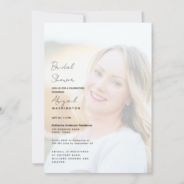 Simple Bride-to-be Photo Bridal Shower  Invitation (Front)