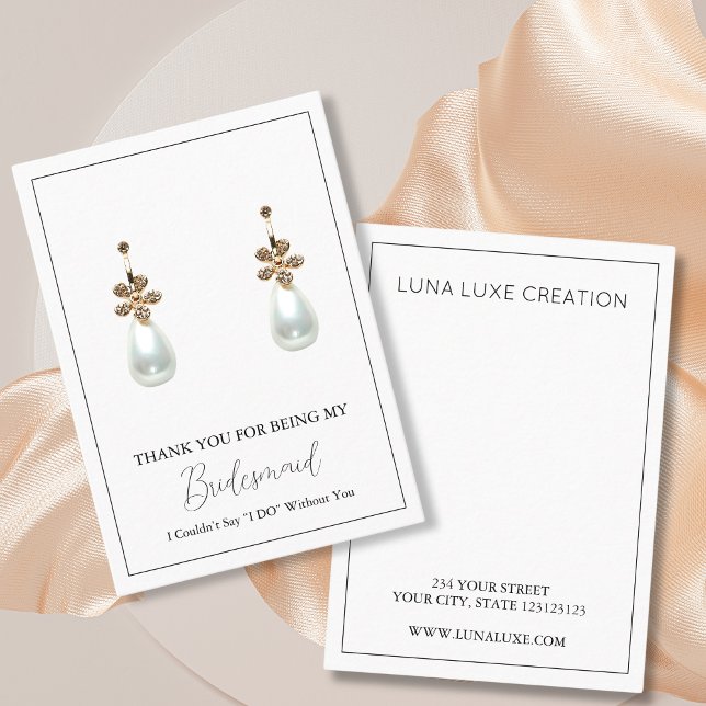 Simple Bridesmaid Gift Earring Display Card (Creator Uploaded)