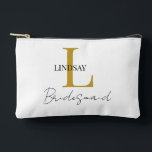 Simple Bridesmaid gift monogram, name  Accessory Pouch<br><div class="desc">Celebrate your bridesmaids with our chic Personalised Bridesmaid Accessory Pouch! This sleek pouch can be customised with their monogram and name, making it a thoughtful and unique gift they'll cherish long after your special day. Perfect for holding makeup, jewellery, or small essentials, this pouch is both practical and stylish. Show...</div>