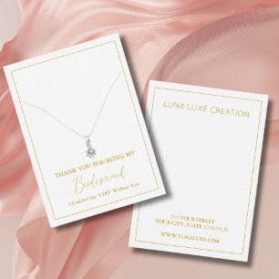 Simple Bridesmaid Necklace Display Card