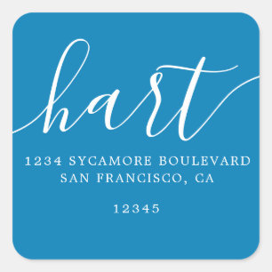 Simple Bright Blue Family Return Address Label