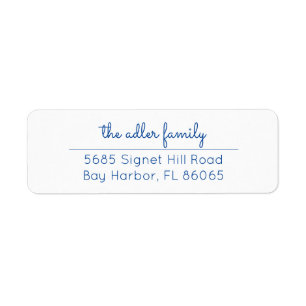 Simple Bright Blue Return Address Label