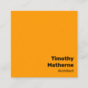 Simple Bright Bold Orange Modern Vibrant Square Business Card